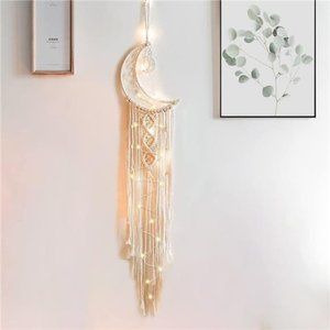 Woven Moon Dream Catcher Decor Bohemian Wall Hanging Decoration for Bedroom